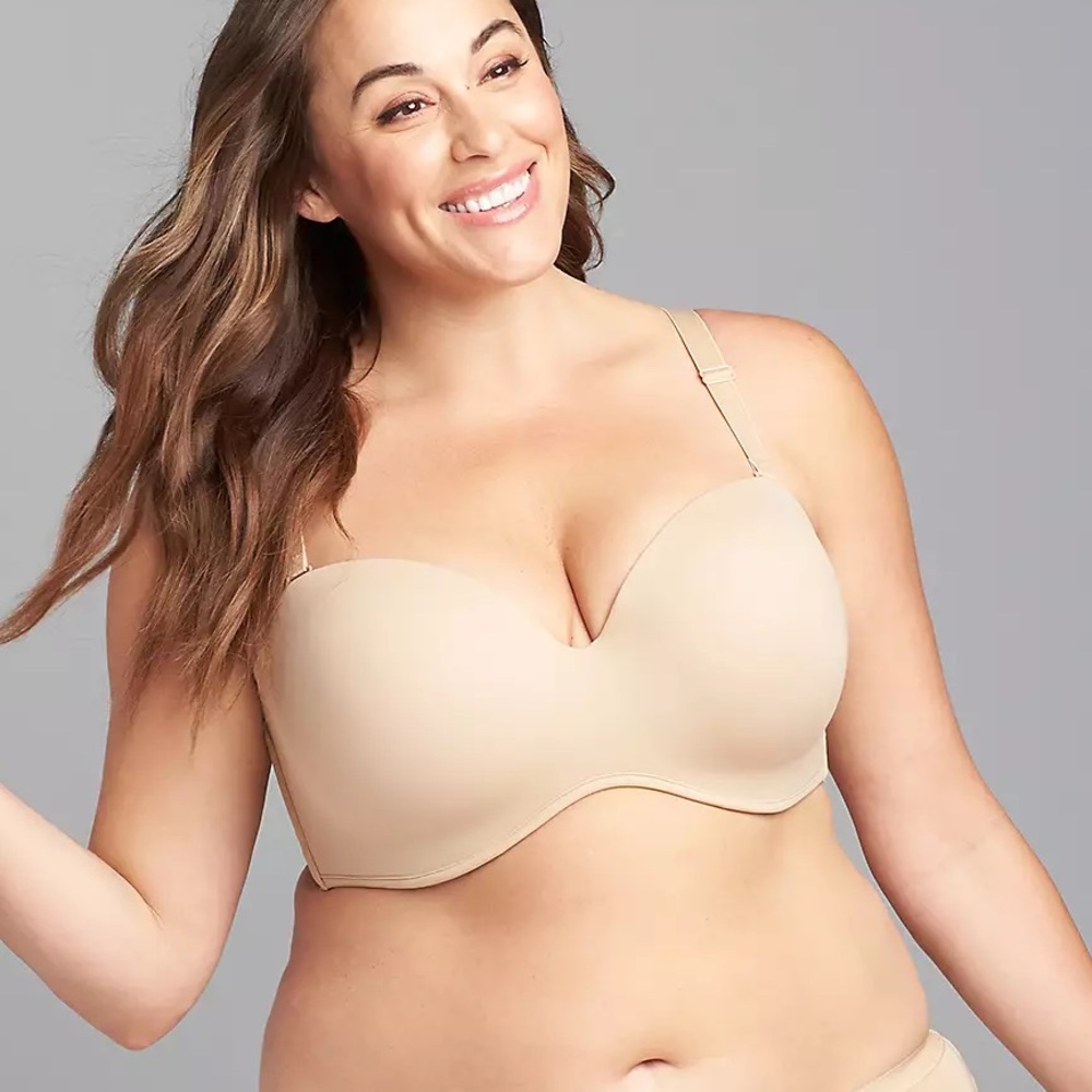 Cacique Nude Multi-Way Boost Strapless Convertible Beige Nude Bra Size 42F